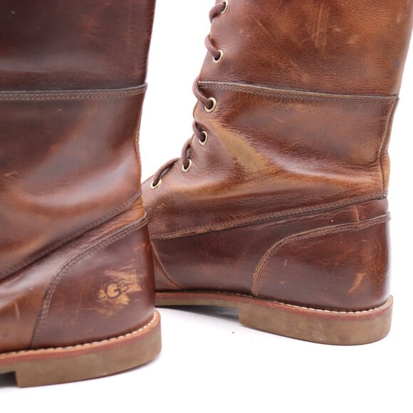 UGG Larus Grizzly Dark Brown Leather Men\'s 10.5 Foldover Combat Boots 1001921 main image 10
